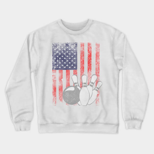 'Bowling American Flag' Awesome July 4th Freedom Gift Crewneck Sweatshirt by ourwackyhome